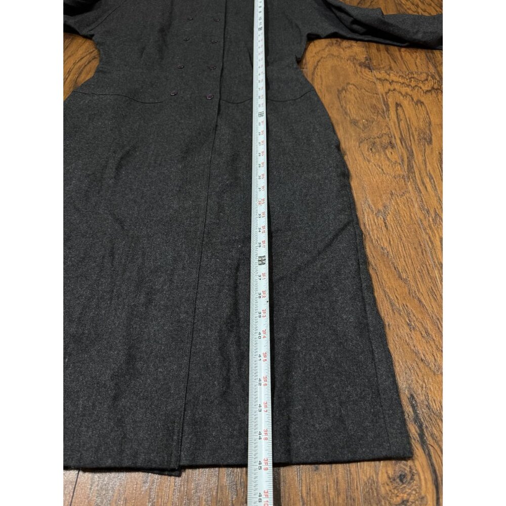 Vintage Ambria Womens 12M 100% Worsted Wool Flannel Long Coat Dress Gray Classic - Picture 11 of 16